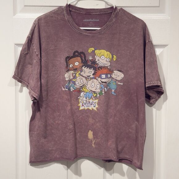 Rugrats Nickelodeon XL T-Shirt Washed Maroon boxy Vintage 90s Y2K Graphic Tee - Picture 1 of 7